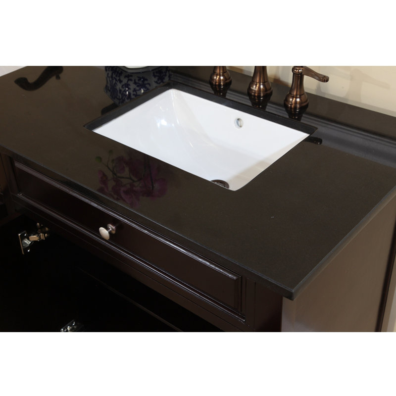 Ensemble de meuble-lavabo double 62 po Lombardi, Acajou foncé, Noir galaxie
