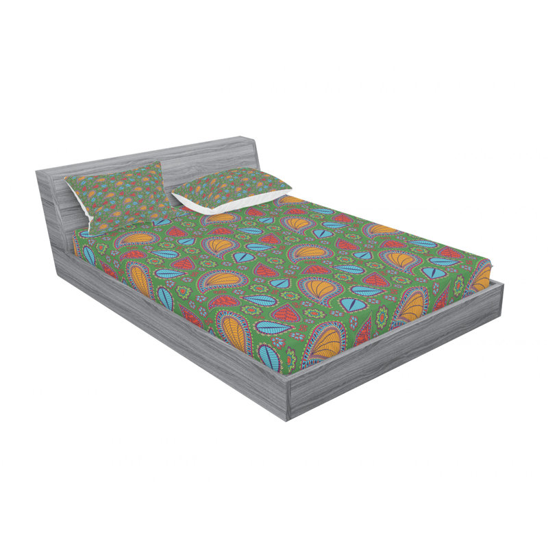 Microfiber Floral Sheet Set, Queen Sheet Set with Fitted Sheet