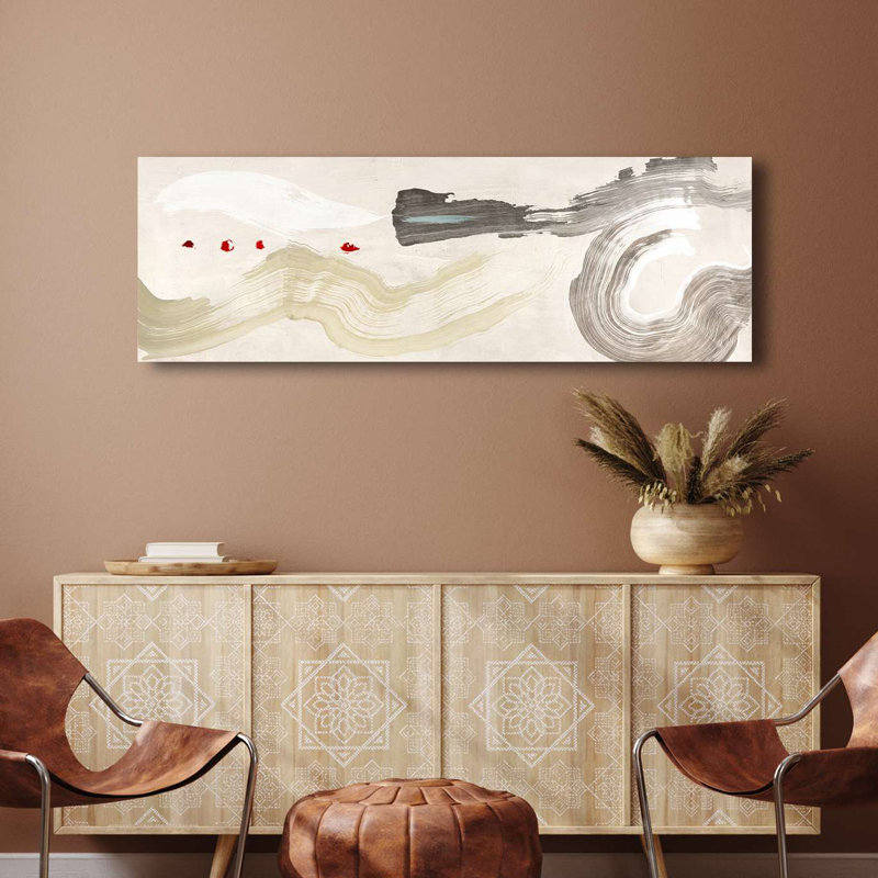 4IH6400 Vibrating Waves by Haru Ikeda - Wrapped Canvas Painting, 35cm H x 100cm W x 4cm D