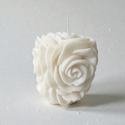  Bougie rose à pilier - grande - blanche