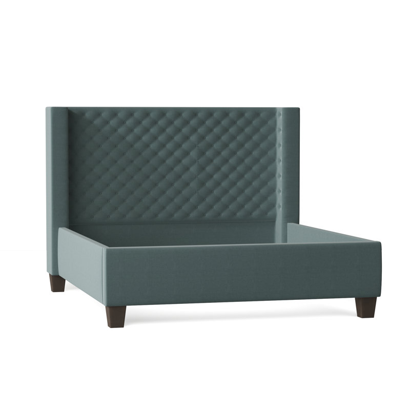 Lit tapissier standard Bren, Très grand, Sarcelle M9463, Brun acajou
