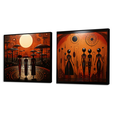 African Soulful - Abstract Landscapes Square Collage Set Of 2
