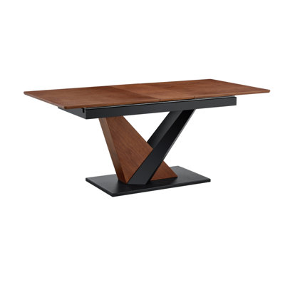 Scratch-resistant Solid Wood Veneer Tabletop Dining Table With Cross-pattern Geometric Metal Legs, Perfect For Modern Kitchens And Dining Rooms.