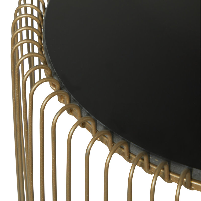 Kirtin Metal Side End Gold Accent Table with Shaded Glass Top Set