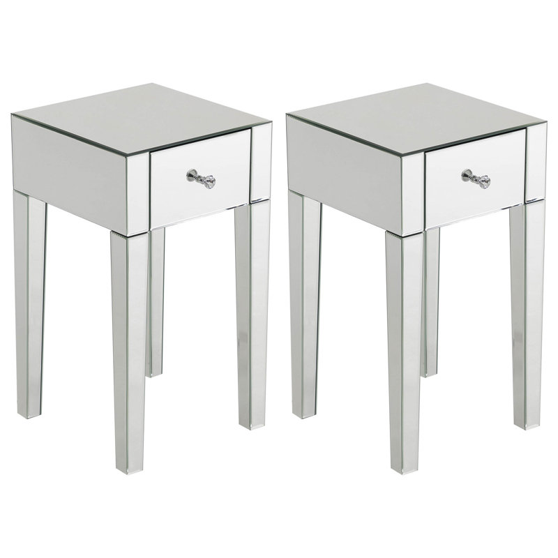 Damion 3 Piece Console Table and Stool Set, Silver