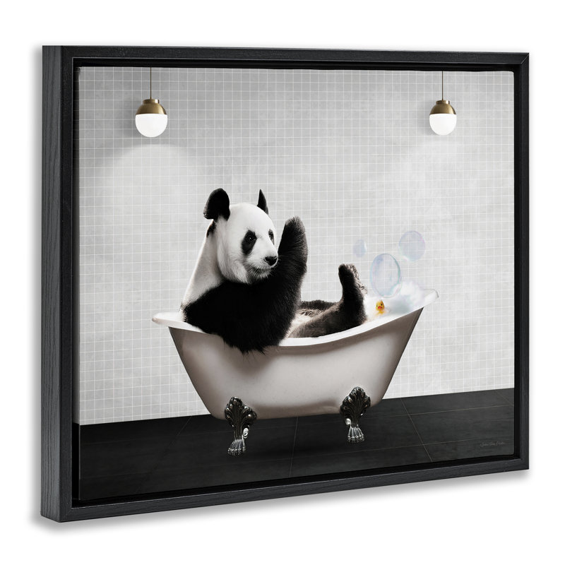 Cadre flottant Panda dans un bain à bulles moderne, design par Seven Trees Design, H 17 po x l 21 po
