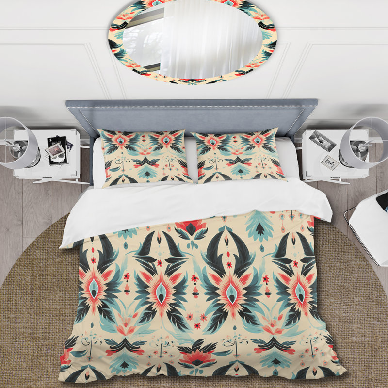 Ensemble de housse de couette Ramsati, Housse de couette pour très grand lit et 2 très, Ikat