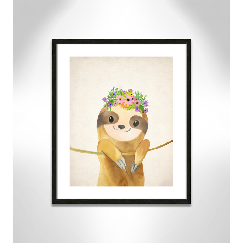 Sloth floral 1, H 25,5 po x l 21,5 po x P 1,19 po, Cadre boîte à grain de bois noir