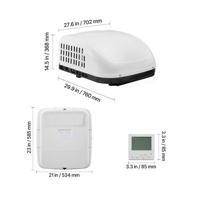 RV Air Conditioner, 13500 BTU Non-Ducted Rooftop RV AC Unit, 65 dB Quiet Design, Including Air Distribution Box, Operation Panel and Installation Hardware, for Campers, Vans, Trailers