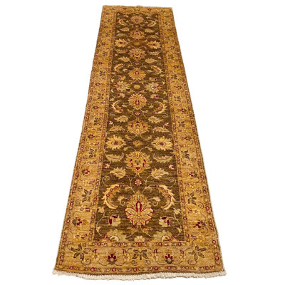 3x9 Brown and Beige Turkish Oushak Runner