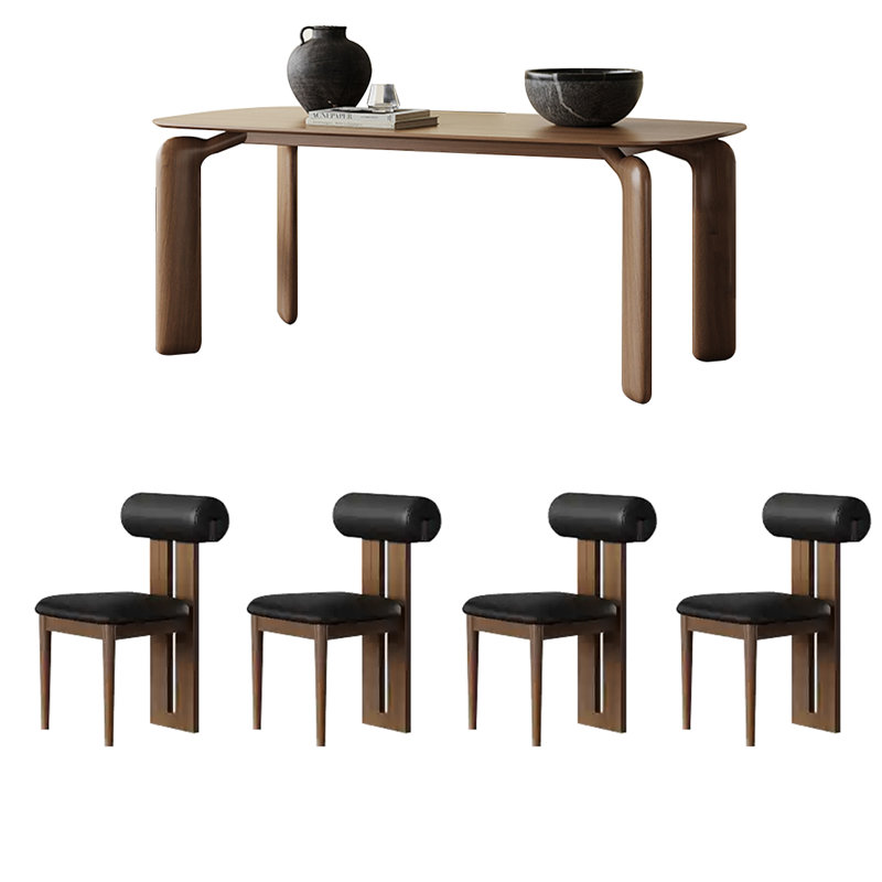 French retro dining table and chair combination, 29.52"H x 62.99"L x 31.49"W
