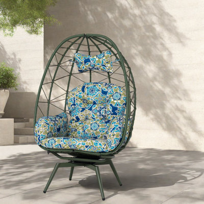 Chaises longues pivotantes de patio, chaise d'œuf en rotin en acier pour la maison