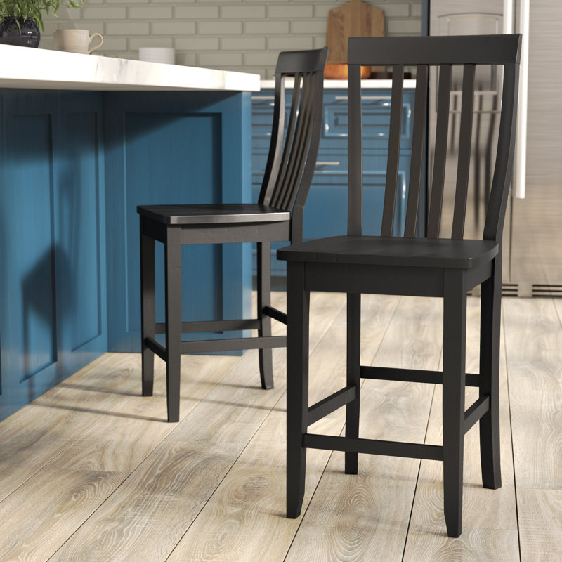 Diamondback Solid Wood Counter Stool, Black, Counter Stool (24" Seat Height)