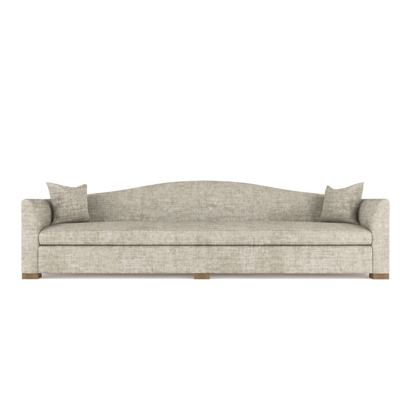 Canapé extra long Horatio Camelback Taper, H 33 po x l 120 po x P 36 po, Patiné, Velours écrasé huître
