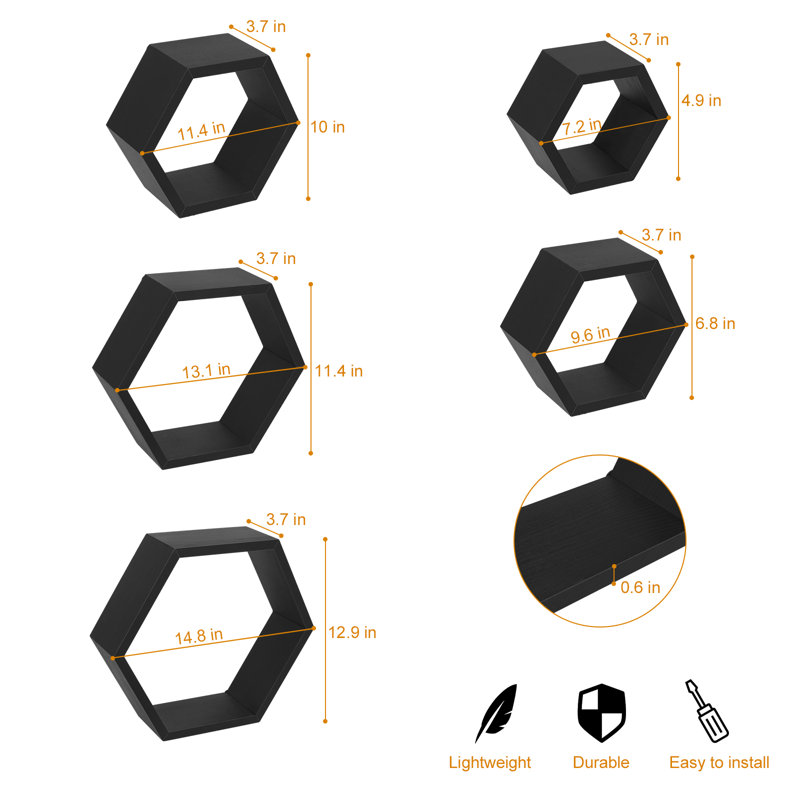 Tablette flottante hexagonale 5 pièces Askewville