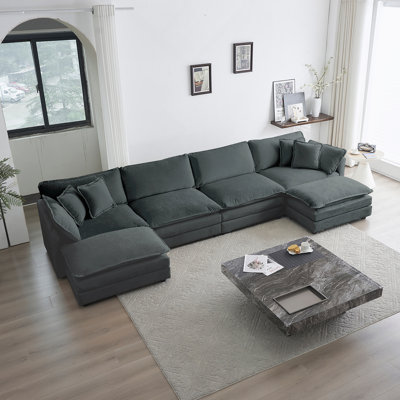 Luxurious Reversible Chaise Sectional Sofa with Extra Ottomans for Ultimate Comfort