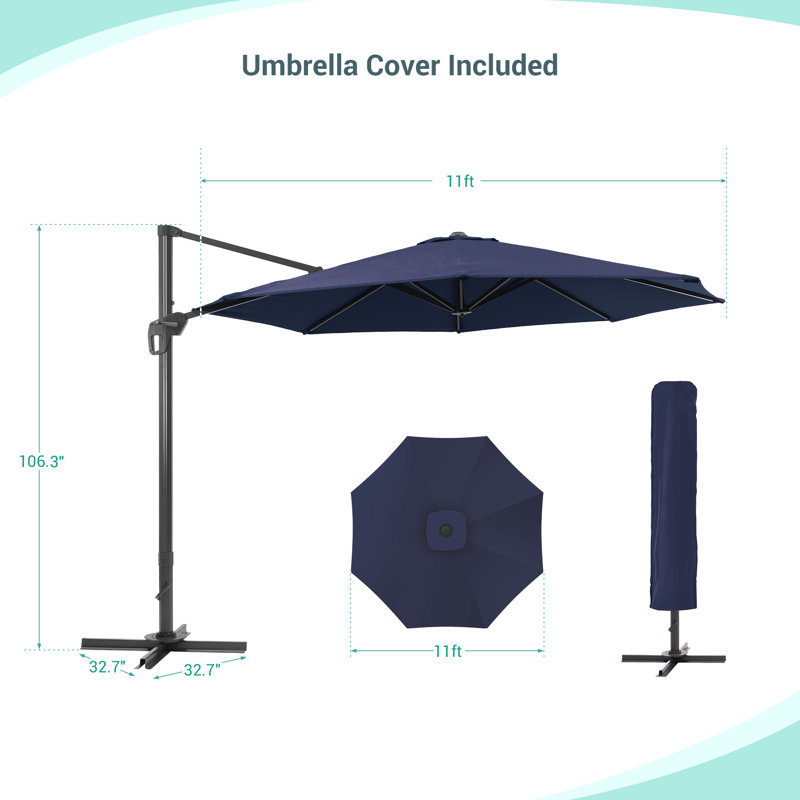 Parasol en porte-à-faux 11 'Bevins, Bleu marine