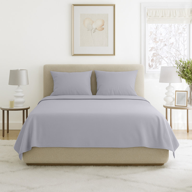 Ensemble de draps en microfibre brossée Series 1200, Ensemble de draps pour lit double + un drap-housse, Argent
