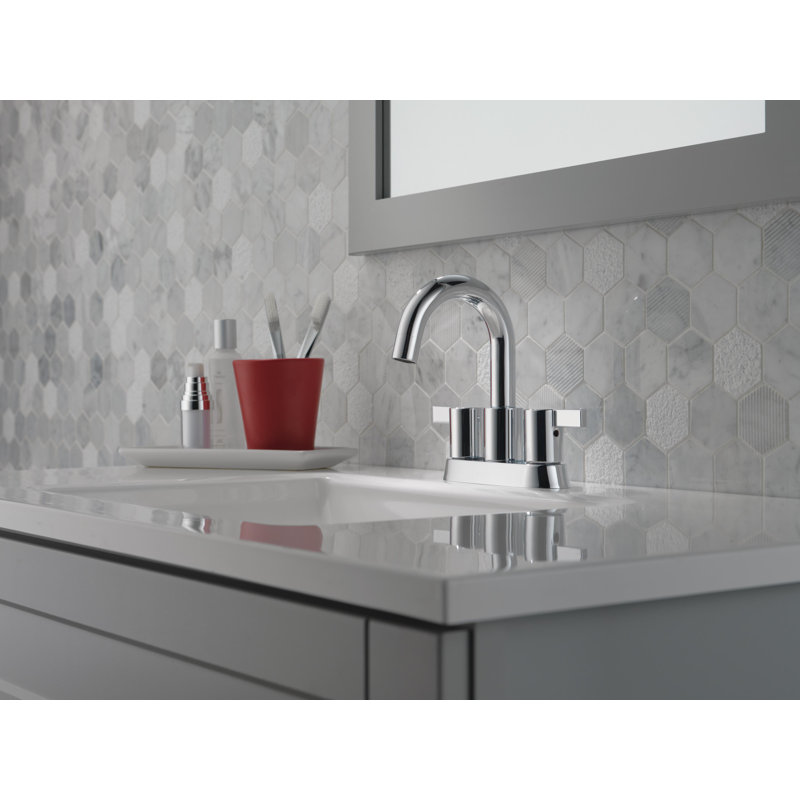 Precept Two Handle Centerset Bathroom Faucet with Drain Assembly, Chrome