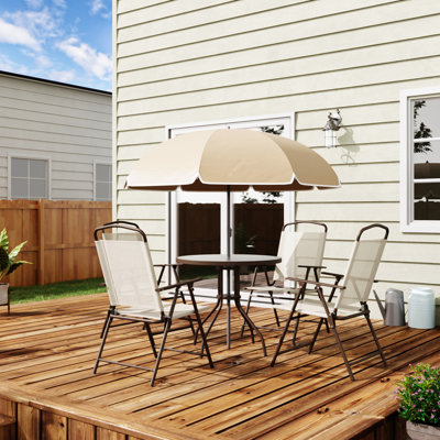 Outsunny 6 Piece Patio Dining Set For 4 With Umbrella