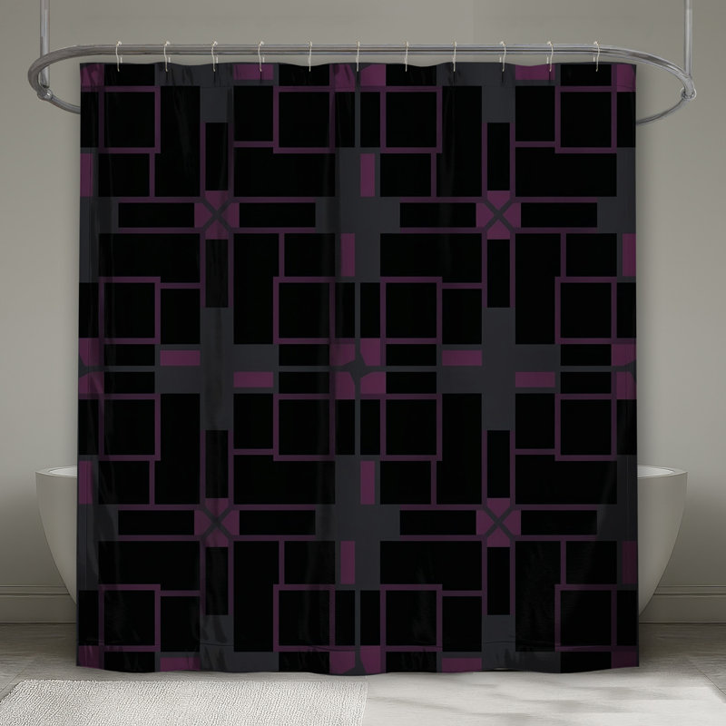 Rideaux de douche à carrés noirs extra longs, L 70 po x H 84 po