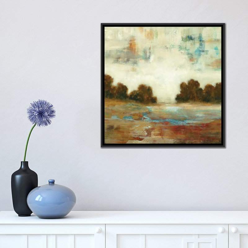 «Layered Scape», reproduction sur toile, H 18 po x l 18 po x P 1,5 po, Toile avec cadre noir, Pas de tapis