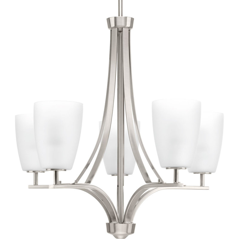 Leap 5 - Light Steel Dimmable Chandelier, Brushed Nickel