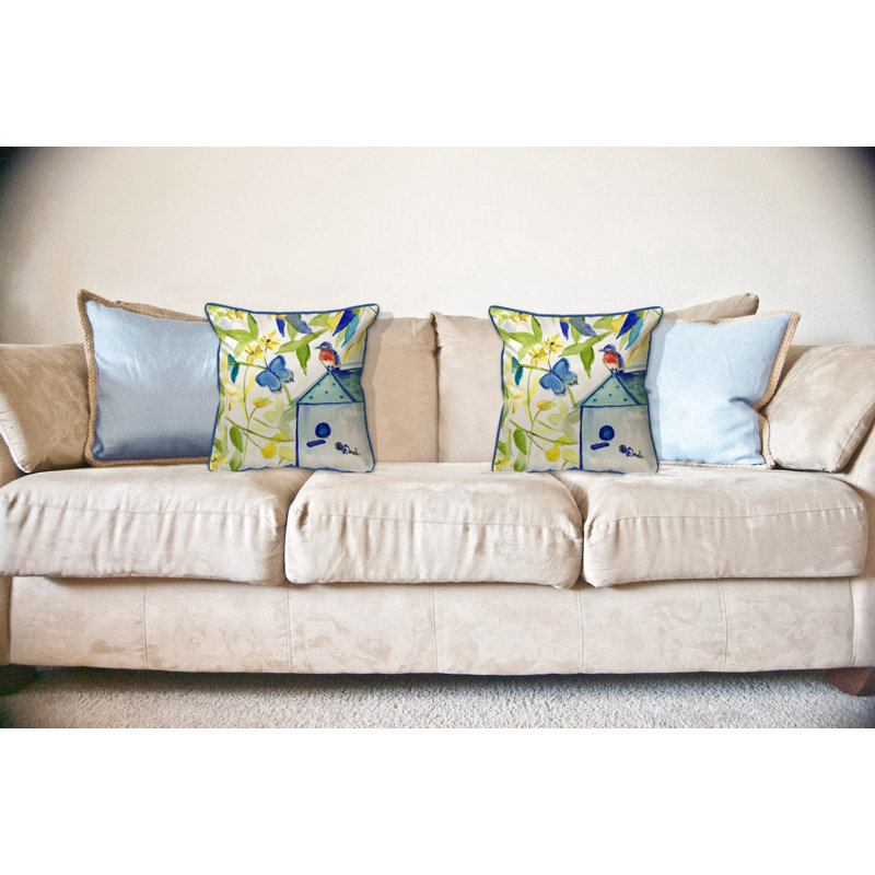 Coussin intérieur / extérieur Blue Bird House, 18 po x 18 po