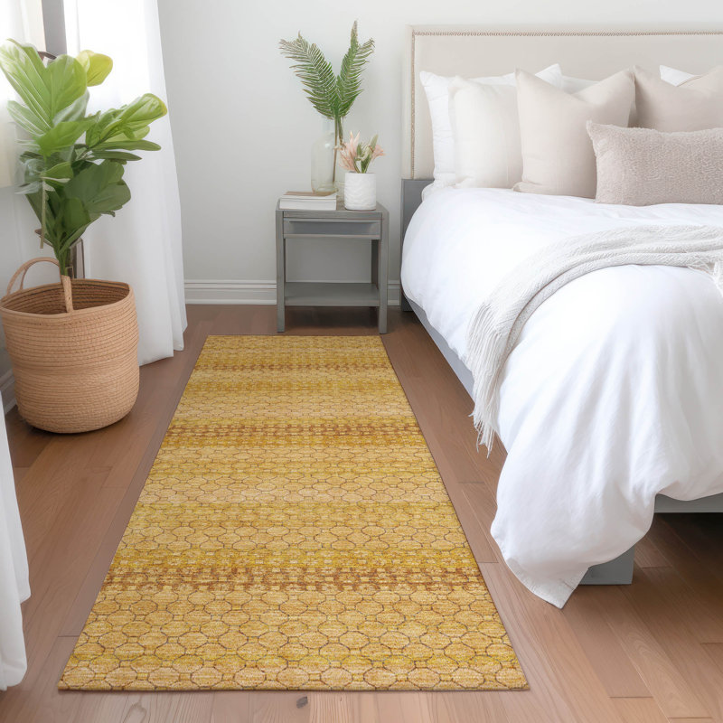 Machine Washable Indoor/Outdoor Christain ACN1427 Wheat Rug, Runner 2'3" x 7'6"