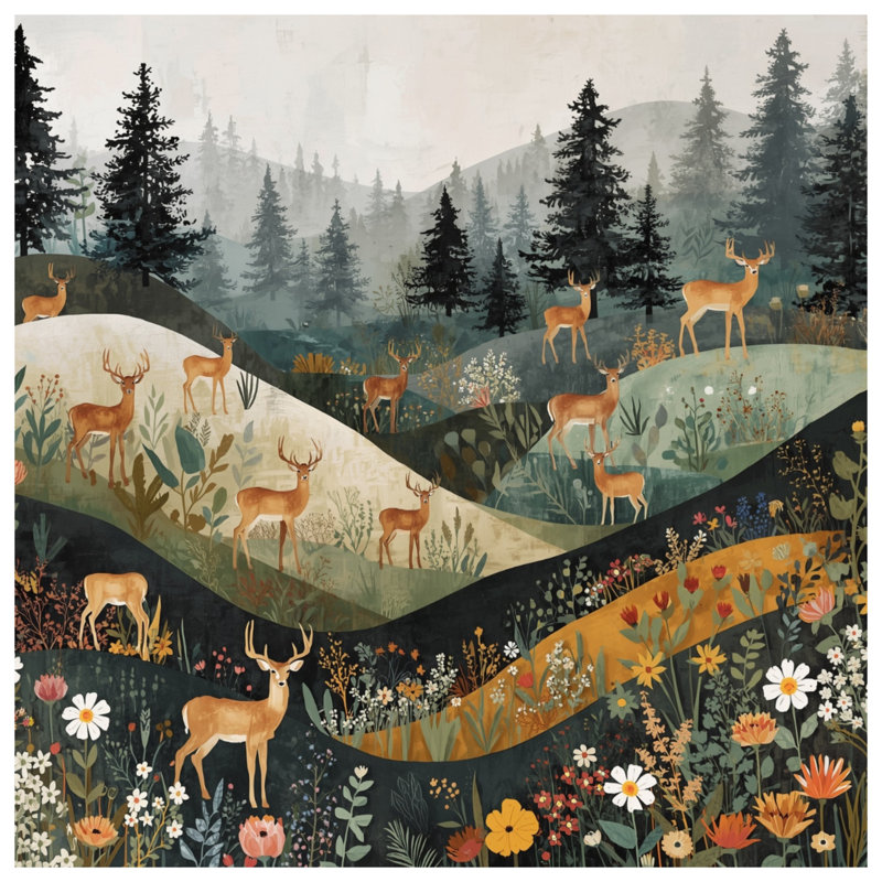 Édredon Deer In Forest Landscape, King
