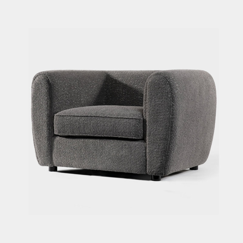 45.4" W Contemporary Chair, Charcoal Grey, Charcoal Grey