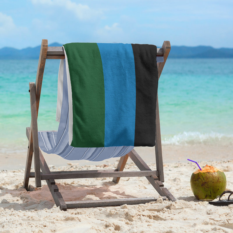 Lightweight Beach Towel, Green/Blue/Black