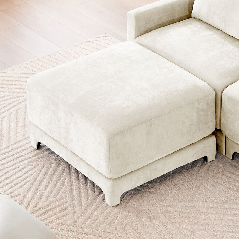 Repose-pieds en chenille pour le salon - repose-pieds parfait, siège de rechange et décoration, Beige