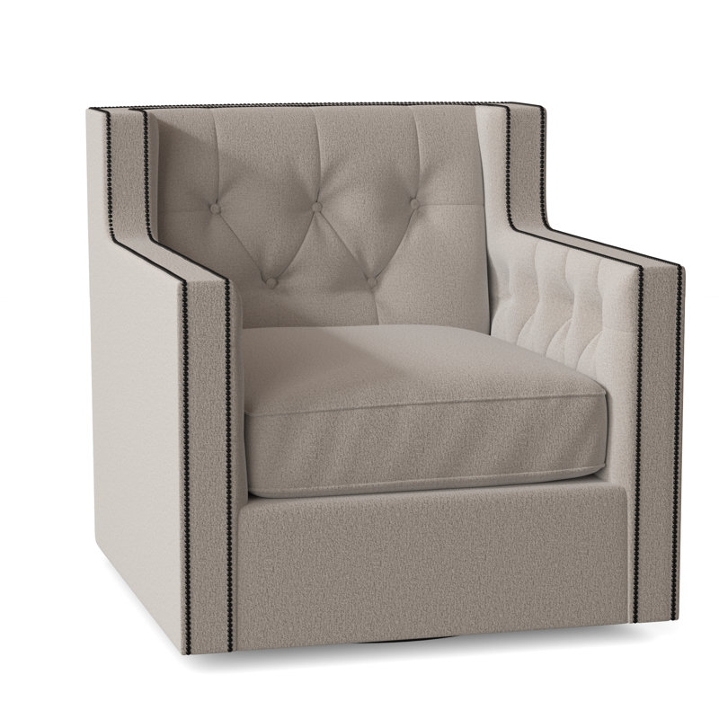 Candace Upholstered Swivel Wingback Chair, Antique Brass, Cream Chenille 1548-002