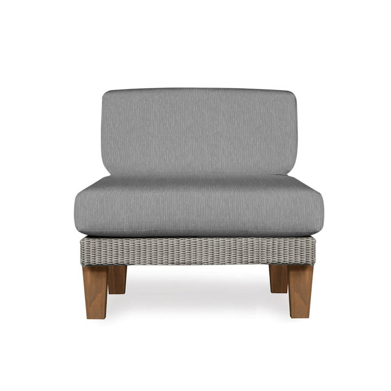 Catalina Outdoor Teak Lounge Chair, Canvas Black Sunbrella® Canvas, Pewter