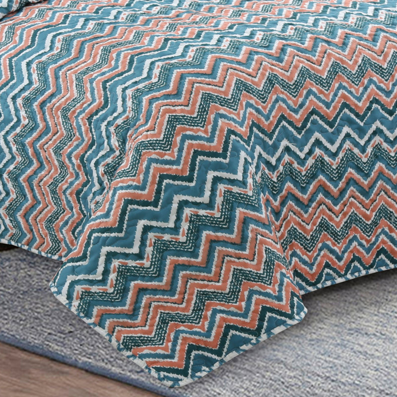 Casey-Marie Polyester Striped Quilt, Queen Quilt + 3 Standard Shams