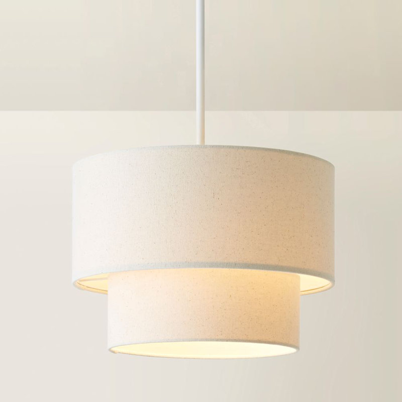 Talar 20cm H Linen Blend Drum Lamp Shade ( Slip-On ), Cream