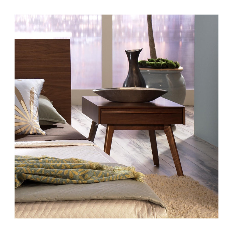 Catalina 1 - Drawer Solid Wood Nightstand, Natural Walnut, 17"