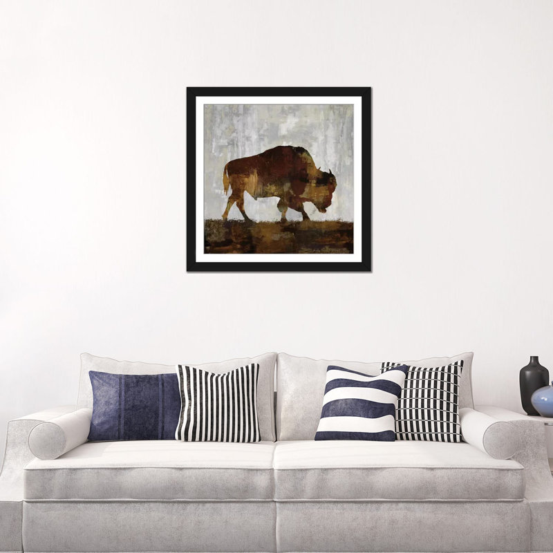 Bison par Carl Colburn - estampe numérique sur toile tendue avec châssis, H 24 po x l 24 po x P 1 po, Blanc