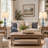 29" Distressed Blue Farmhouse Table Lamps Set with 3-Way Touch Dimming, USB-A & Type-C, LED Bulbs Included