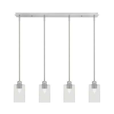 Edge 4 Light Linear Pendalier Shown With 4.5" Square Clear Bubble Glass