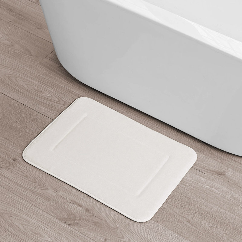 Non-Slip Bath Rug - Basics by Wayfair™, White, 17" W x 24" L