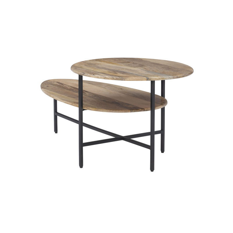 Table basse avec rangement Keirya, Noir, Brun clair