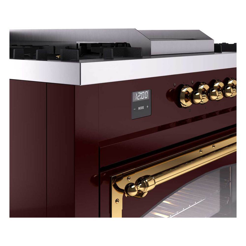 ILVE Nostalgie II Noblesse 60 in Dual Fuel Range 7 Burner, Griddle, Frenchtop, Liquid Propane, Midnight Blue/Brass
