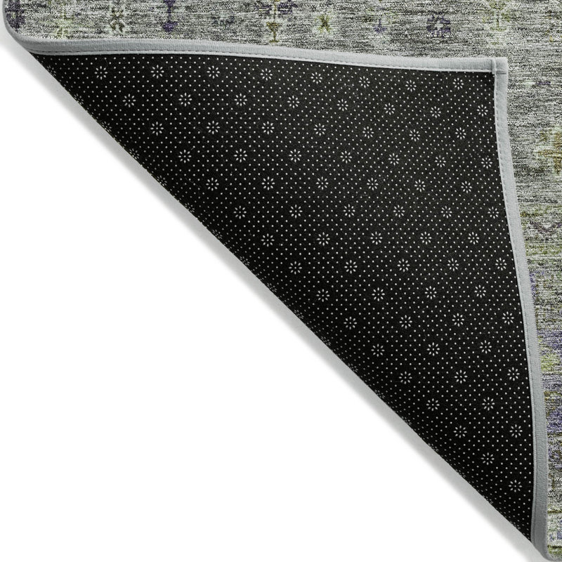 Tapis intérieur lavable floral 9 pi x 12 pi sauge et gris
