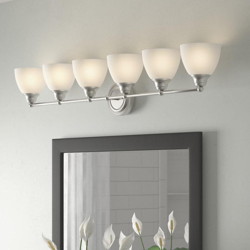 Éclairage de salle de bain à intensité variable 6 lumières Mayday, Nickel brossé