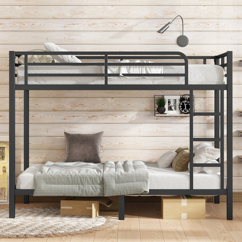 Metal Twin XL Over Twin XL Bunk Bed For Teens And Adults,Space-Saving/Noise Reduced/No Box Spring Needed, Black, Black