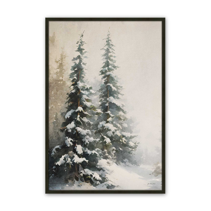«Winter Pines I» par Jo Moulton, reproduction d'art sur toile, H 17,5 po x l 13,5 po, Noir