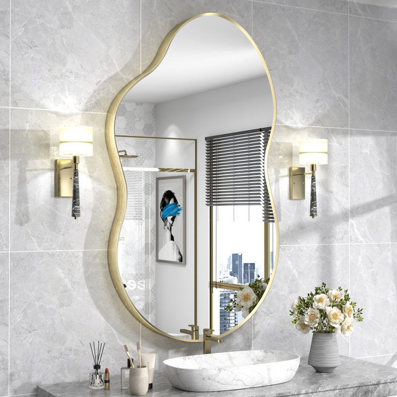 Miroir mural Amara, 49 po x 27 po, Or brossé