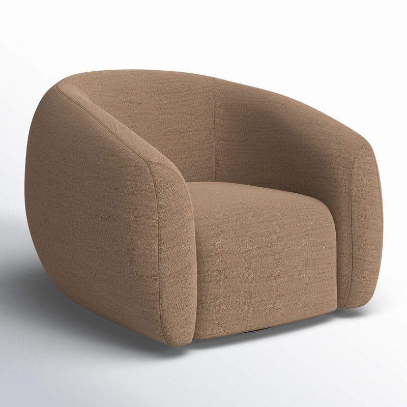 Channing Swivel Barrel Chair, Brown Polyester Blend